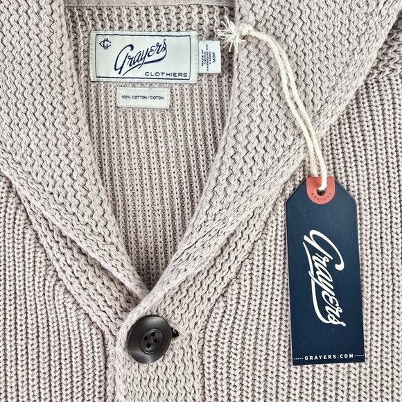 NWT Men's Grayers Shawl Collar Shaker Stitch Cardigan Sweater Size M - Picture 3 of 6